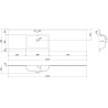 Mexen Orio Badezimmerschrank 160 cm mit Waschbecken Otis links, 2S, 1T, weiß matt - 91A13-16047-3-BBFFF01-W18L01