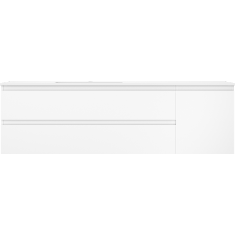 Mexen Orio Badezimmerschrank 160 cm mit Waschbecken Otis links, 2S, 1T, weiß matt - 91A13-16047-3-BBFFF01-W18L01