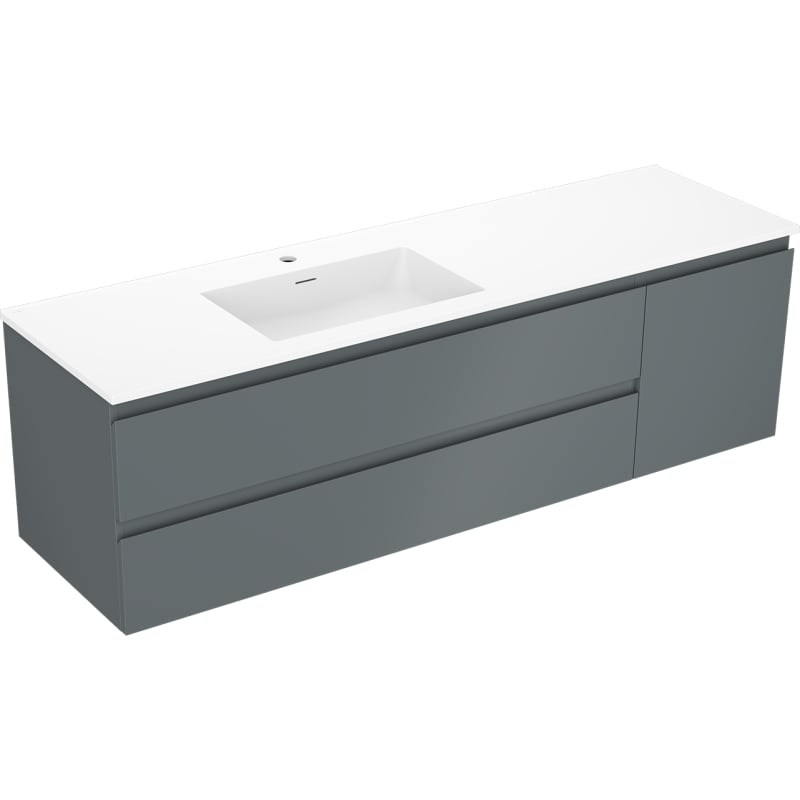 Mexen Orio Badezimmerschrank 160 cm mit Waschbecken Otis links, 2S, 1D, graphit matt/weiß matt - 91A13-16047-3-BBFFF66-W18L01