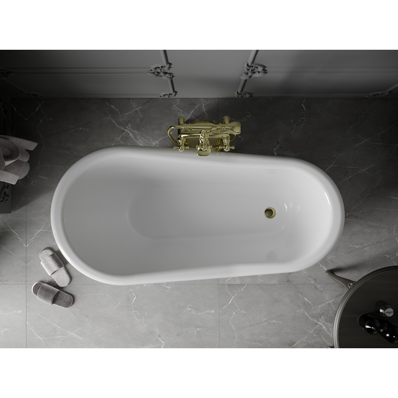 Mexen Retro freistehende Badewanne 150 x 73 cm, weiß, goldene Beine - 53251507300-50
