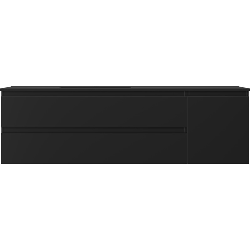 Mexen Orio Badezimmerschrank 160 cm mit Otis-Waschbecken links, 2S, 1D, schwarz matt - 91A13-16047-3-BBFFF71-W18L71