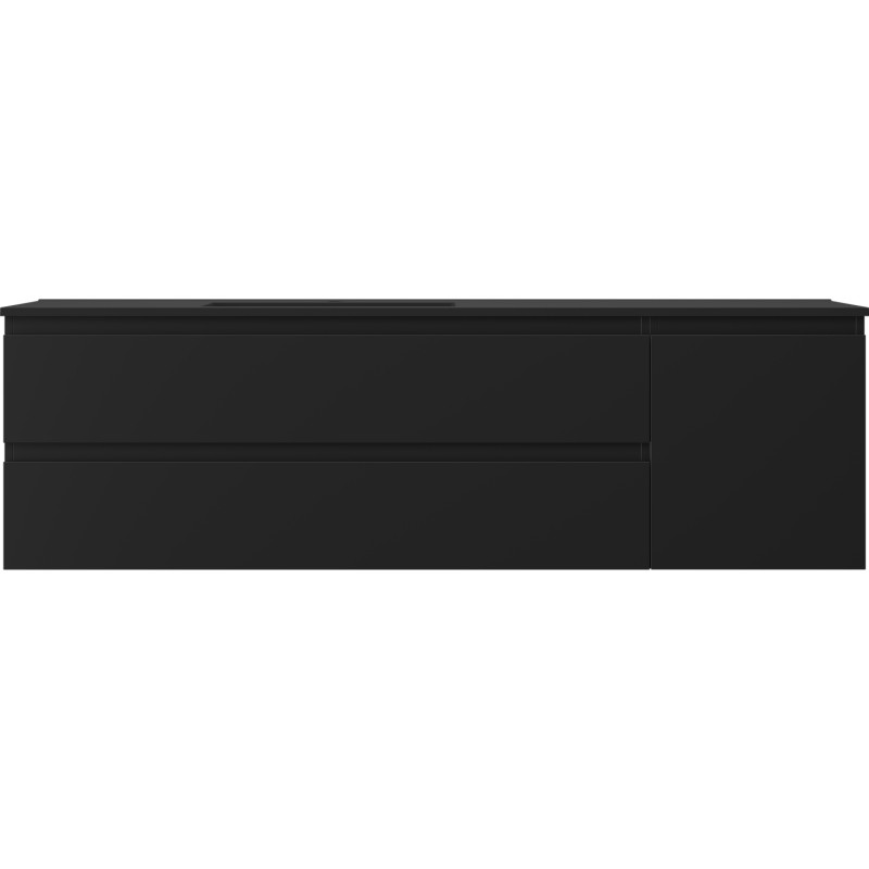 Mexen Orio Badezimmerschrank 160 cm mit Waschbecken Otis links, 2S, 1T, schwarz matt - 91A13-16047-3-BBFFF71-W18L71
