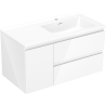 Mexen Orio Badezimmerschrank 90 cm mit Waschbecken Otis rechts, 2S, 1T, weiß glänzend - 91A13-09047-3-BBFFF00-W18P00