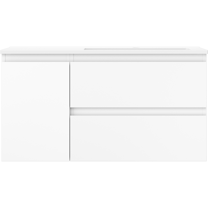 Mexen Orio Badezimmerunterschrank 90 cm mit Waschbecken Otis rechts, 2S, 1D, weiß matt - 91A13-09047-3-BBFFF01-W18P01