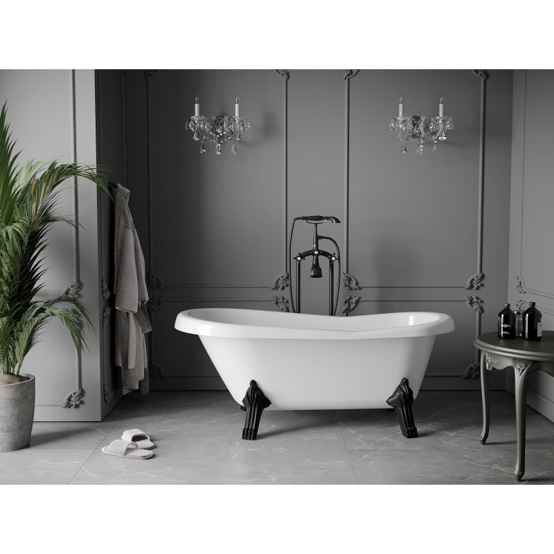 Mexen Retro freistehende Badewanne 150 x 73 cm, weiß, schwarze Beine - 53251507300-70