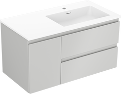 Mexen Orio 90 cm Badezimmerunterschrank mit Otis-Waschbecken rechts, 2S, 1D, grau matt/weiß matt - 91A13-09047-3-BBFFF62-W18P01