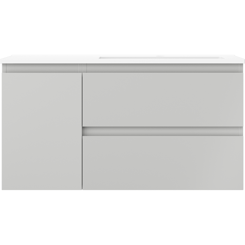 Mexen Orio Badezimmerschrank 90 cm mit Waschbecken Otis rechts, 2S, 1D, grau matt/weiß matt - 91A13-09047-3-BBFFF62-W18P01