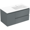 Mexen Orio Badezimmerschrank 90 cm mit Waschbecken Otis rechts, 2S, 1D, Graphit matt/weiß matt - 91A13-09047-3-BBFFF66-W18P01