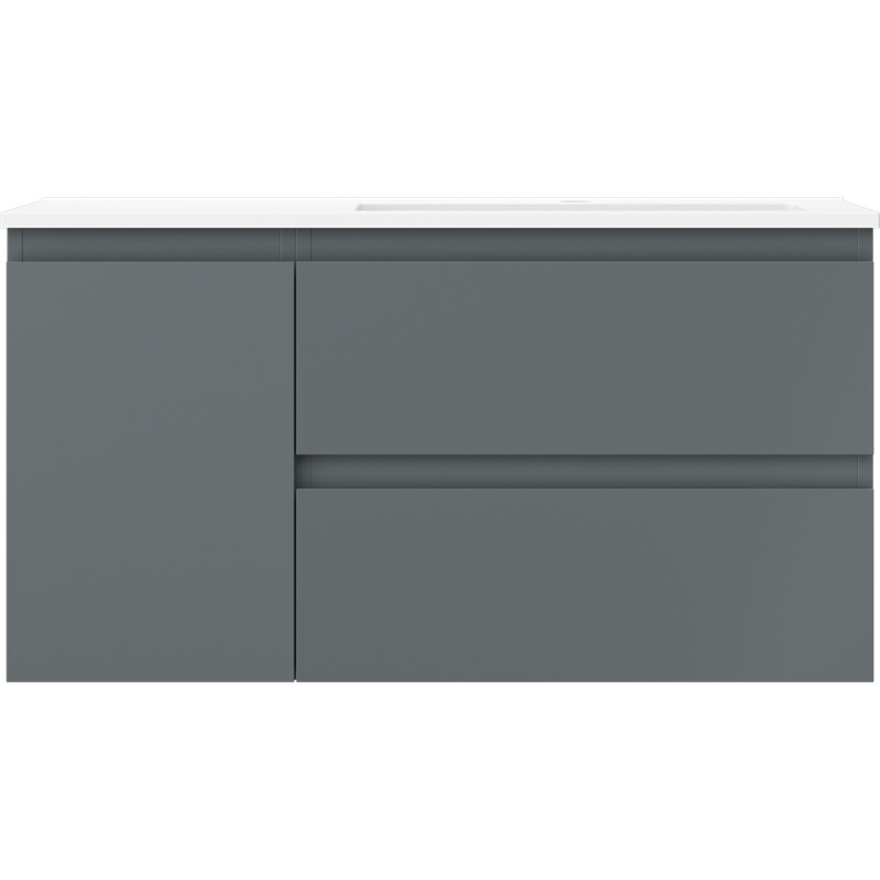 Mexen Orio Badezimmerschrank 90 cm mit Waschbecken Otis rechts, 2S, 1D, grafit matt/weiß matt - 91A13-09047-3-BBFFF66-W18P01