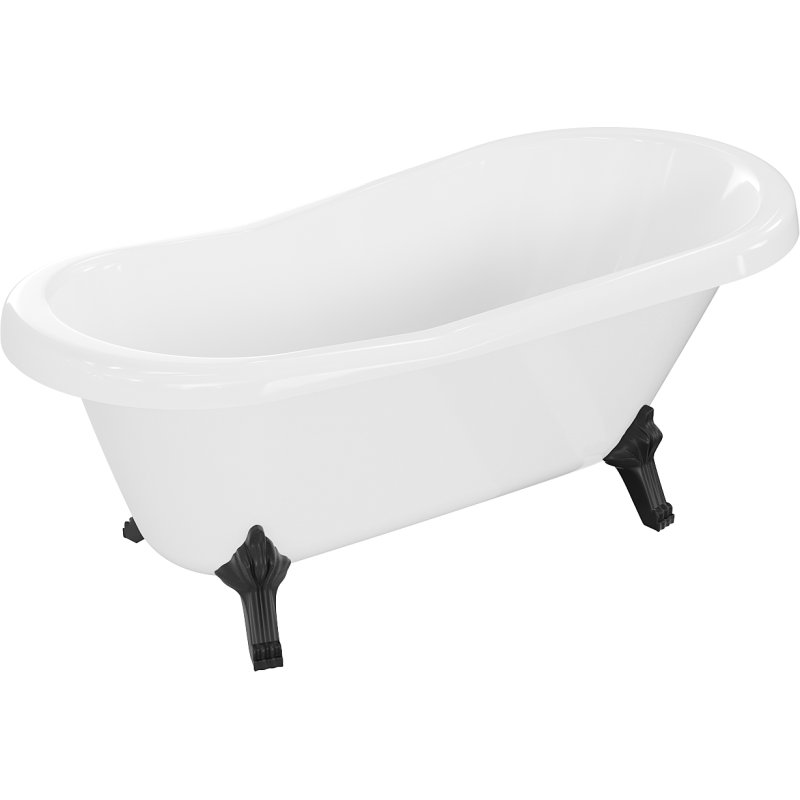 Mexen Retro freistehende Badewanne 150 x 73 cm, weiß, schwarze Beine - 53251507300-70