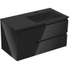 Mexen Orio Badezimmerschrank 90 cm mit Waschbecken Otis rechts, 2S, 1D, schwarz glänzend/schwarz matt