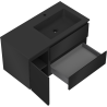 Mexen Orio Badezimmerschrank 90 cm mit Waschbecken Otis rechts, 2S, 1T, schwarz matt - 91A13-09047-3-BBFFF71-W18P71