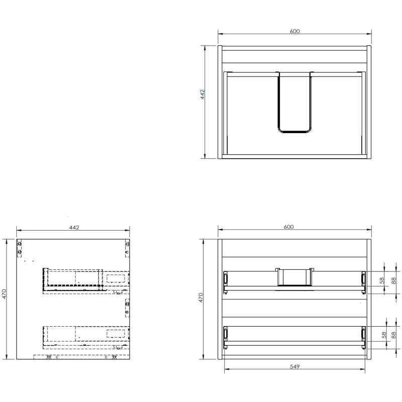 Mexen Orio Badezimmermöbel 100 cm mit Waschbecken Otis rechts, 2S, 1T, weiß matt - 91A13-10047-3-BBFFF01-W18P01
