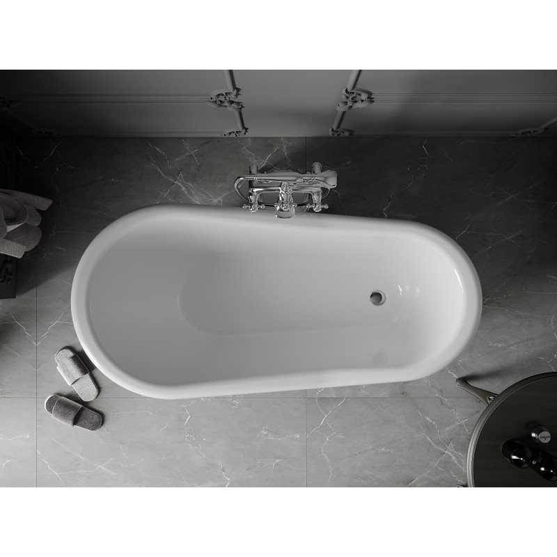 Mexen Retro Freistehende Badewanne 150 x 73 cm, weiß/schwarz, Chromfüße - 53251507375-00