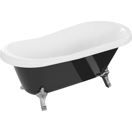 Mexen Retro Freistehende Badewanne 150 x 73 cm, weiß/schwarz, Chromfüße - 53251507375-00