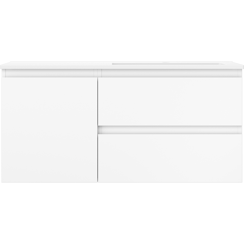 Mexen Orio Badezimmermöbel 100 cm mit Waschbecken Otis rechts, 2S, 1T, weiß matt - 91A13-10047-3-BBFFF01-W18P01