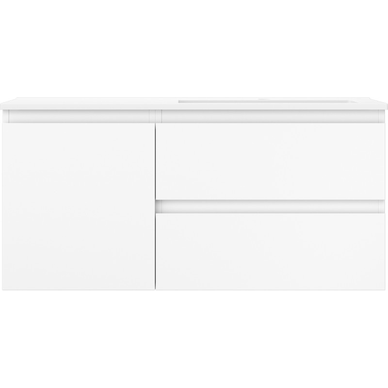 Mexen Orio Badezimmerschrank 100 cm mit Waschbecken Otis rechts, 2S, 1D, weiß matt - 91A13-10047-3-BBFFF01-W18P01