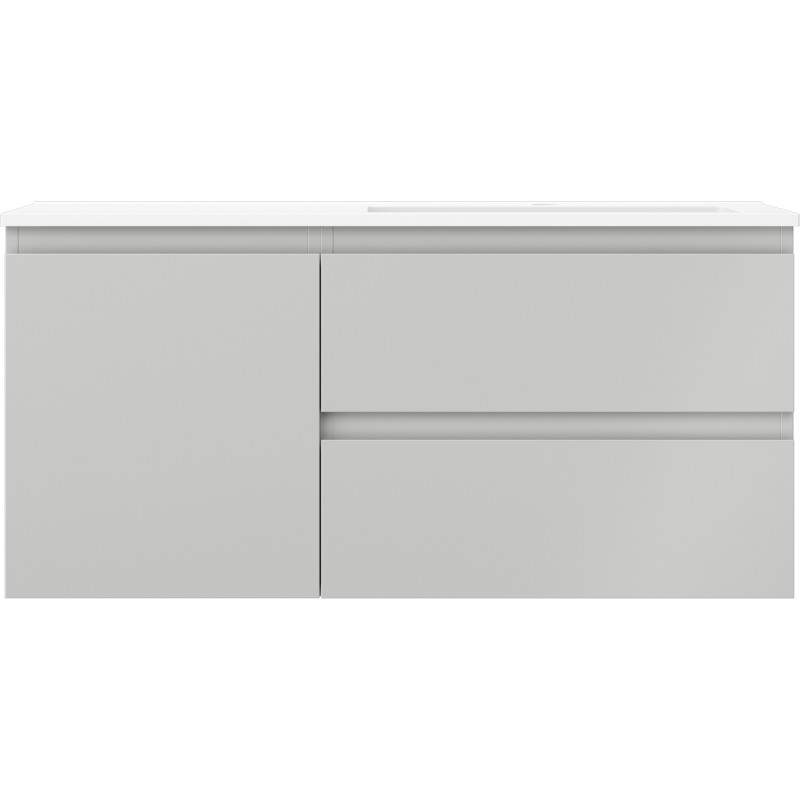 Mexen Orio Badezimmerschrank 100 cm mit Waschbecken Otis rechts, 2S, 1T, grau matt/weiß matt - 91A13-10047-3-BBFFF62-W18P01