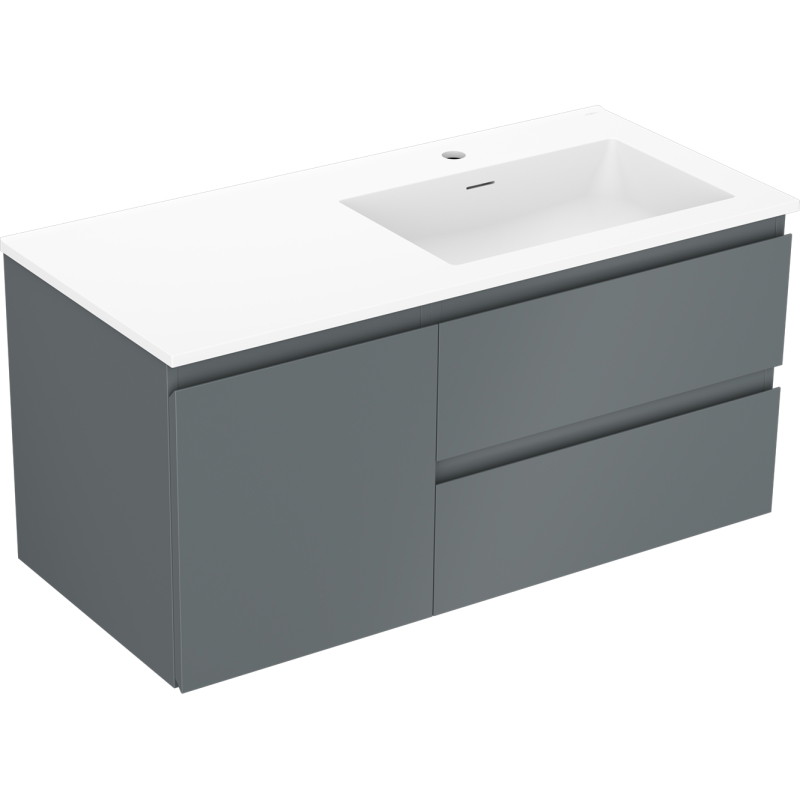 Mexen Orio Badezimmerschrank 100 cm mit Waschbecken Otis rechts, 2S, 1T, Graphit matt/weiß matt - 91A13-10047-3-BBFFF66-W18P01