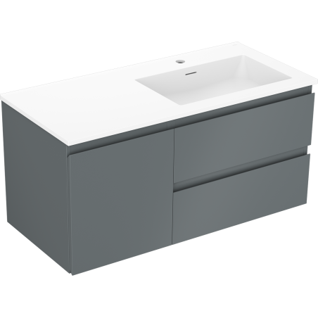 Mexen Orio Badezimmerschrank 100 cm mit Waschbecken Otis rechts, 2S, 1D, grafit matt/weiß matt - 91A13-10047-3-BBFFF66-W18P01