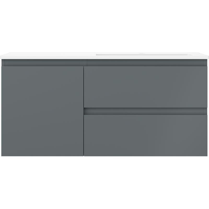 Mexen Orio Badezimmerschrank 100 cm mit Waschbecken Otis rechts, 2S, 1D, grafit matt/weiß matt - 91A13-10047-3-BBFFF66-W18P01