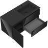 Mexen Orio Badezimmerschrank 100 cm mit Waschbecken Otis rechts, 2S, 1D, schwarz glänzend/schwarz matt