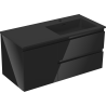 Mexen Orio Badezimmerschrank 100 cm mit Waschbecken Otis rechts, 2S, 1D, schwarz glänzend/schwarz matt