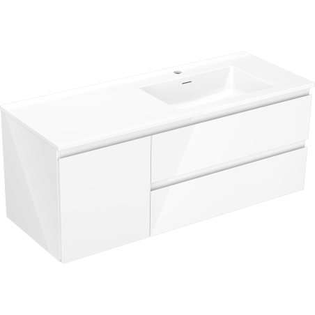 Mexen Orio Badezimmerunterschrank 120 cm mit Waschbecken Otis rechts, 2S, 1D, weiß glänzend - 91A13-12047-3-BBFFF00-W18P00
