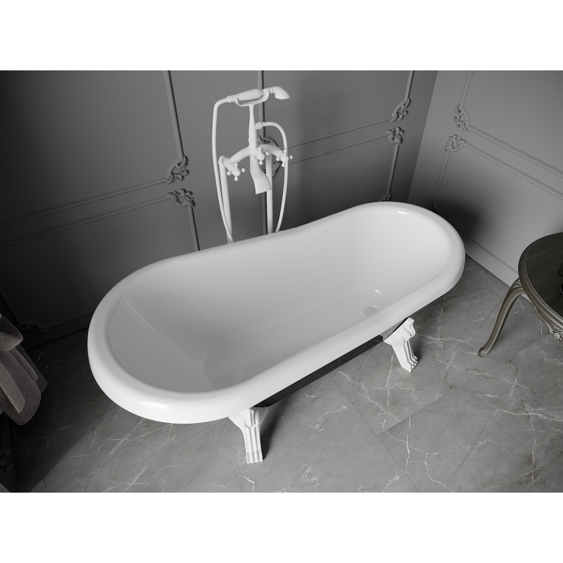 Mexen Retro freistehende Badewanne 150 x 73 cm, weiß/schwarz, weiße Beine - 53251507375-20
