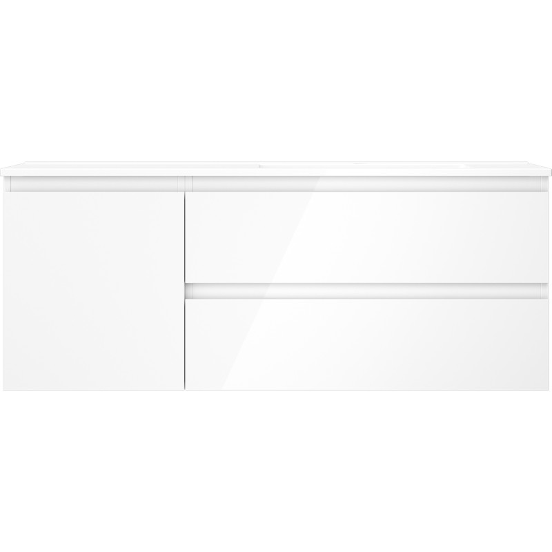 Mexen Orio Badezimmerschrank 120 cm mit Waschbecken Otis rechts, 2S, 1T, weiß glänzend - 91A13-12047-3-BBFFF00-W18P00
