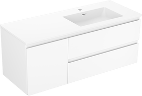 Mexen Orio Badezimmer-Schrank 120 cm mit Waschbecken Otis rechts, 2S, 1D, weiß matt - 91A13-12047-3-BBFFF01-W18P01