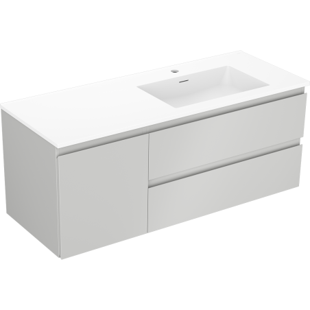 Mexen Orio Badezimmerschrank 120 cm mit rechter Otis Waschbecken, 2S, 1D, grau matt/weiß matt - 91A13-12047-3-BBFFF62-W18P01