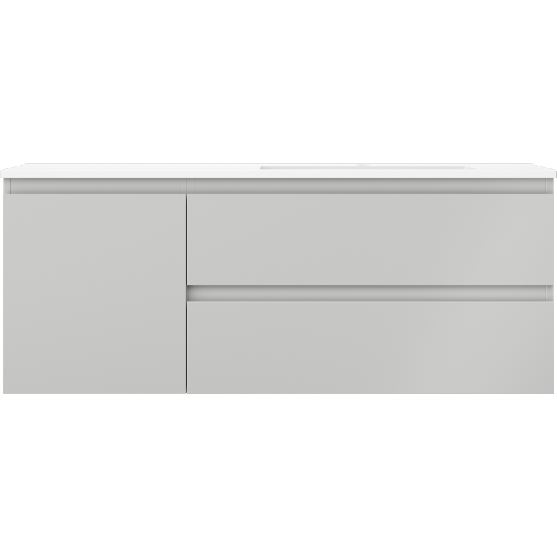 Mexen Orio Badezimmerschrank 120 cm mit rechter Otis Waschbecken, 2S, 1D, grau matt/weiß matt - 91A13-12047-3-BBFFF62-W18P01