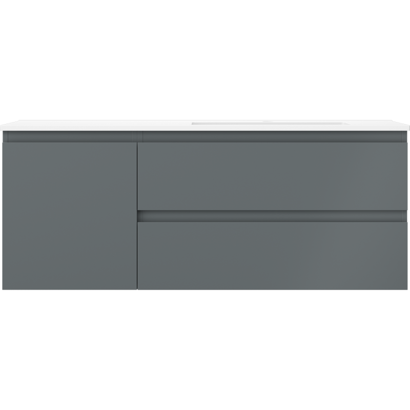 Mexen Orio Badezimmerschrank 120 cm mit Otis Waschbecken rechts, 2S, 1D, Graphit Matt/Weiß Matt - 91A13-12047-3-BBFFF66-W18P01