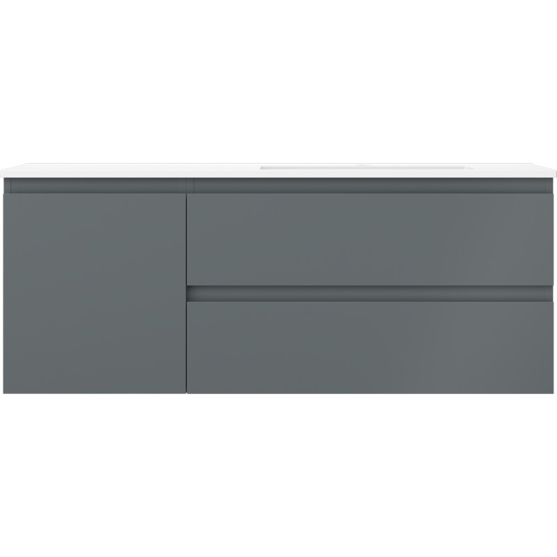 Mexen Orio Badezimmerschrank 120 cm mit Waschbecken Otis rechts, 2S, 1D, grafit matt/weiß matt - 91A13-12047-3-BBFFF66-W18P01