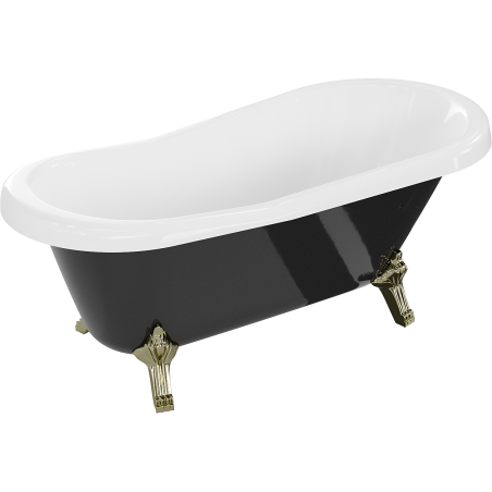 Mexen Retro freistehende Badewanne 150 x 73 cm, weiß/schwarz, goldene Beine - 53251507375-50