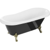 Mexen Retro freistehende Badewanne 150 x 73 cm, weiß/schwarz, goldene Beine - 53251507375-50