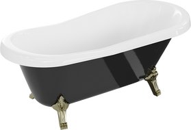 Mexen Retro freistehende Badewanne 150 x 73 cm, weiß/schwarz, goldene Beine - 53251507375-50