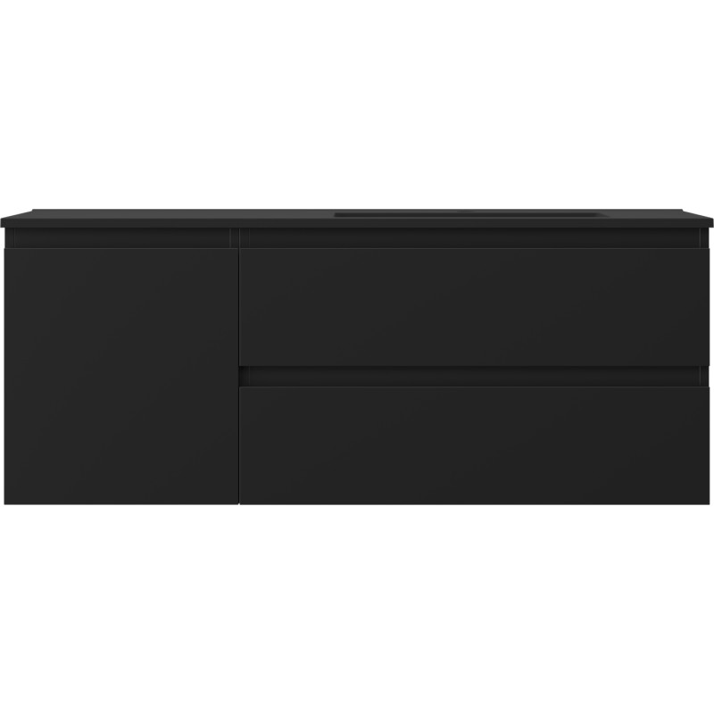 Mexen Orio Badezimmerschrank 120 cm mit Waschbecken Otis rechts, 2S, 1T, schwarz matt - 91A13-12047-3-BBFFF71-W18P71