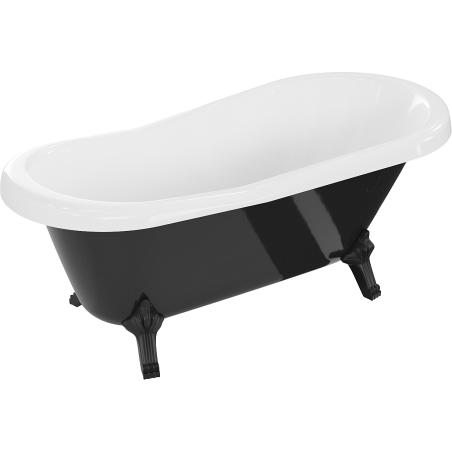 Mexen Retro freistehende Badewanne 150 x 73 cm, weiß/schwarz, schwarze Beine - 53251507375-70