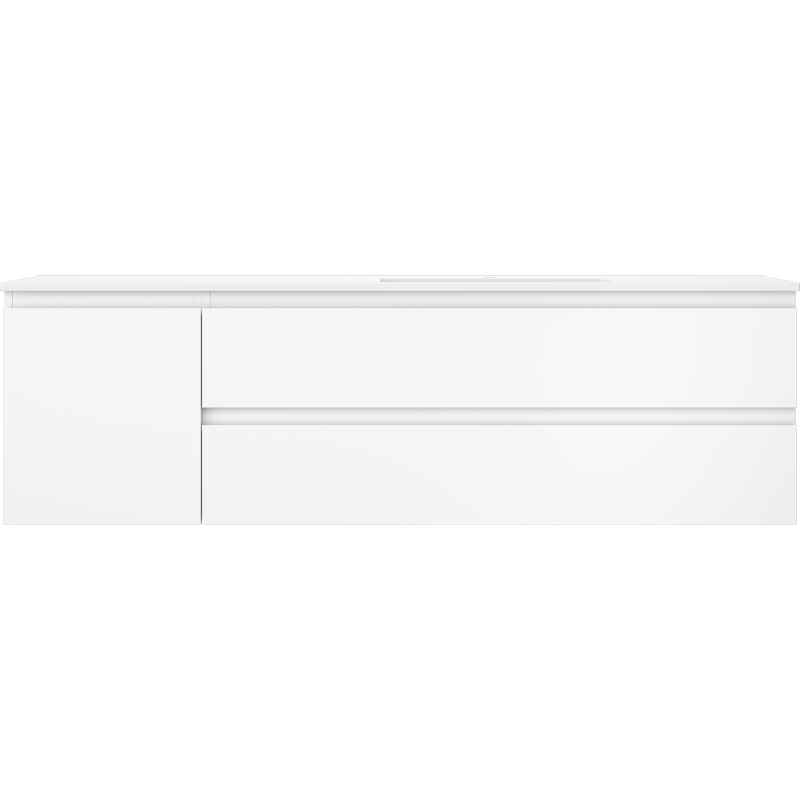Mexen Orio Badezimmerschrank 160 cm mit Otis Waschbecken rechts, 2S, 1T, weiß matt - 91A13-16047-3-BBFFF01-W18P01