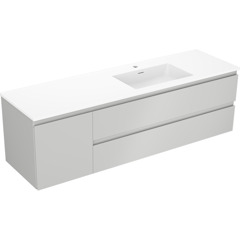 Mexen Orio Badschrank 160 cm mit Waschbecken Otis rechts, 2S, 1D, grau matt/weiß matt - 91A13-16047-3-BBFFF62-W18P01