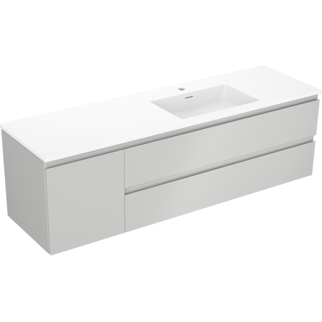 Mexen Orio Badezimmerschrank 160 cm mit Waschbecken Otis rechts, 2S, 1D, grau matt/weiß matt - 91A13-16047-3-BBFFF62-W18P01