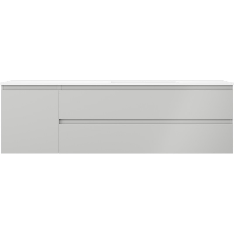 Mexen Orio Badezimmerschrank 160 cm mit Waschbecken Otis rechts, 2S, 1D, grau matt/weiß matt - 91A13-16047-3-BBFFF62-W18P01