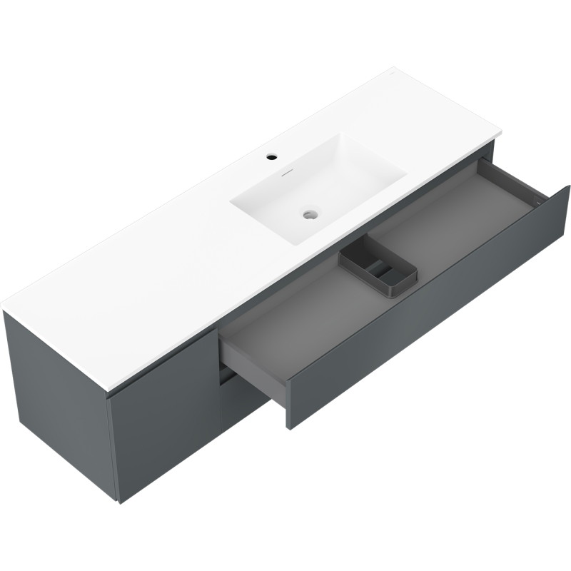 Mexen Orio Badschrank 160 cm mit Waschbecken Otis rechts, 2S, 1D, grafit matt/weiß matt - 91A13-16047-3-BBFFF66-W18P01