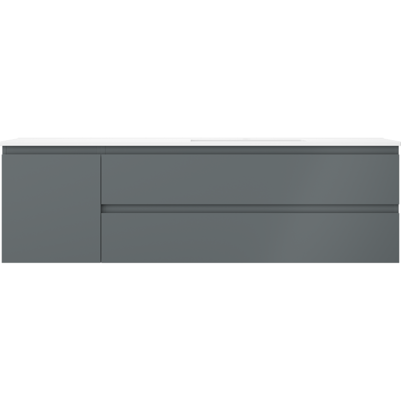 Mexen Orio Badezimmerschrank 160 cm mit Waschbecken Otis rechts, 2S, 1T, grafit matt/weiß matt - 91A13-16047-3-BBFFF66-W18P01