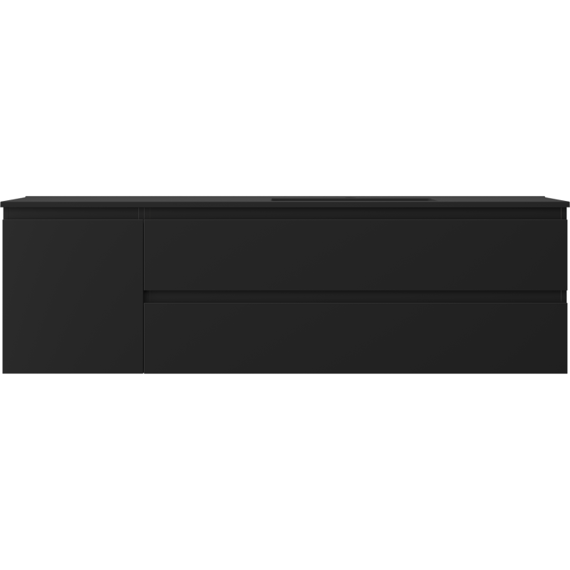 Mexen Orio Badezimmermöbel 160 cm mit Waschbecken Otis rechts, 2S, 1T, schwarz matt - 91A13-16047-3-BBFFF71-W18P71