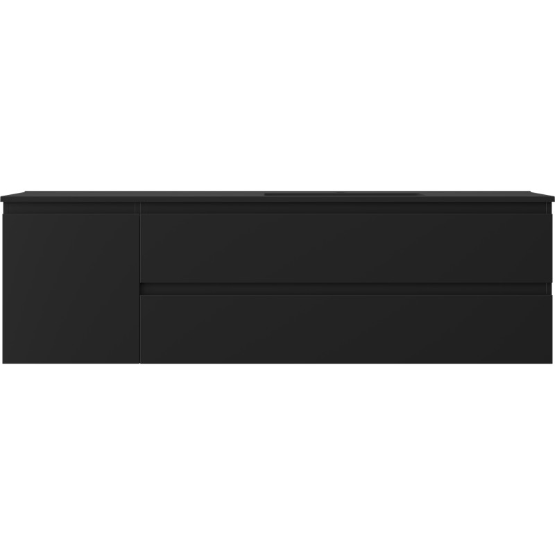 Mexen Orio Badezimmerschrank 160 cm mit Waschbecken Otis rechts, 2S, 1D, schwarz matt - 91A13-16047-3-BBFFF71-W18P71