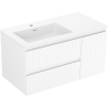 Mexen Rivel Badezimmerschrank 90 cm mit linkem Waschbecken Otis, 2S, 1D, gerillt, weiß matt - 91A23-09047-3-BBFFF01-W18L01
