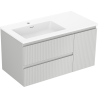 Mexen Rivel Badezimmerschrank 90 cm mit Waschbecken Otis links, 2S, 1D, gerillt, grau matt/weiß matt